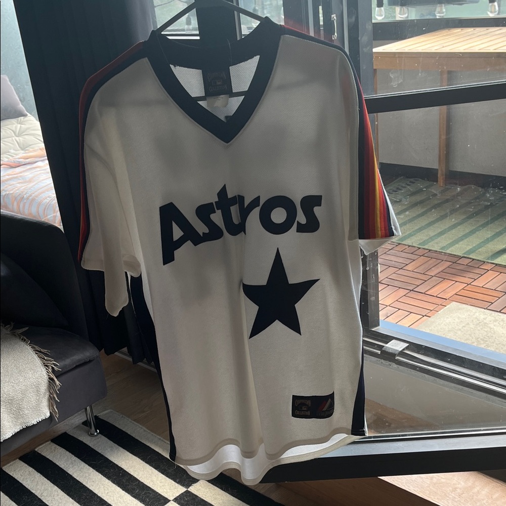 Astros White Jersey with Rainbow Stripes